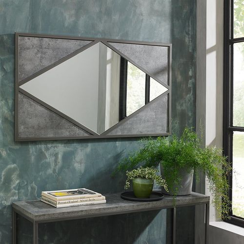 Bentley Designs Renzo Zinc and Dark Grey Rectangular Wall Mirror