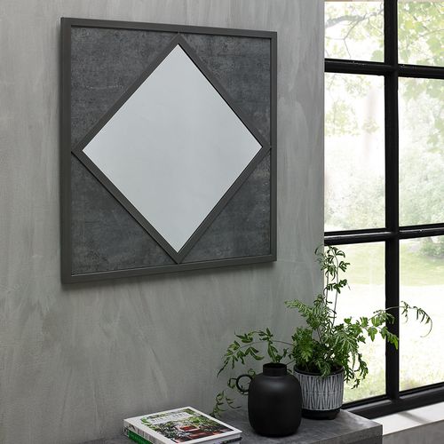 Bentley Designs Renzo Zinc and Dark Grey Square Wall Mirror