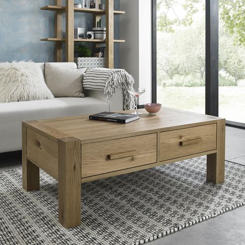Bentley Designs Turin Light Oak Coffee Table with Drawers