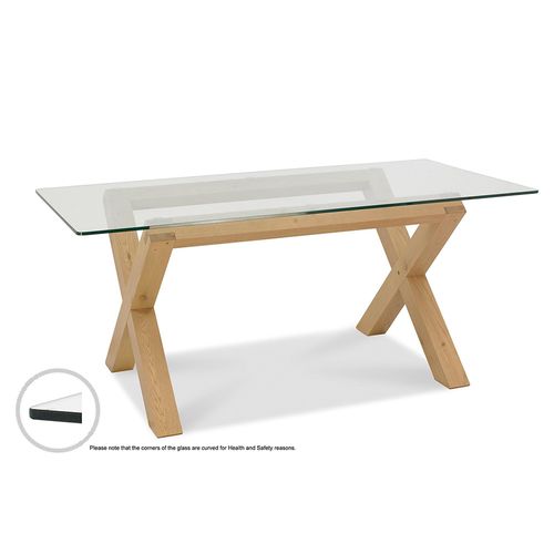 Bentley Designs Turin Light Oak Glass Top 6 Seater Dining Table