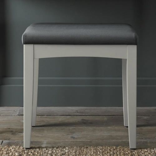 Bentley Designs Whitby Soft Grey Velvet Stool-Gun Metal