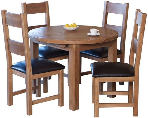 Hampshire Oak 2-4 Seater Round Extending Dining Table - 107cm-145cm