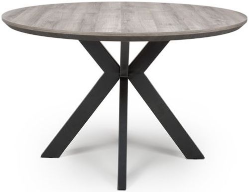 Manhattan Grey 4 Seater Round Dining Table with Black Spider Legs Base