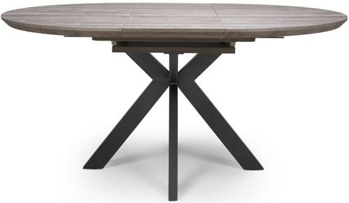Manhattan Grey 4-6 Seater Oval Extending Dining Table with Black Spider Legs Base