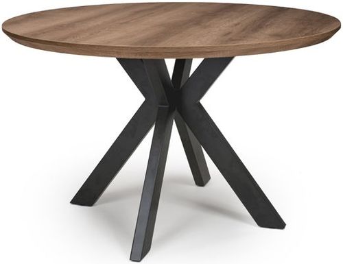 Manhattan Walnut 4 Seater Round Dining Table with Black Spider Legs Base