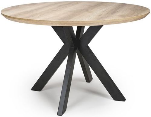 Manhattan Oak 4 Seater Round Dining Table with Black Spider Legs Base