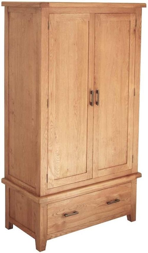 Hampshire Oak 2 Door 1 Drawer Double Wardrobe