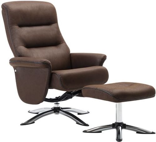 Texas Brown Faux Leather Swivel Recliner Chair with Footstool