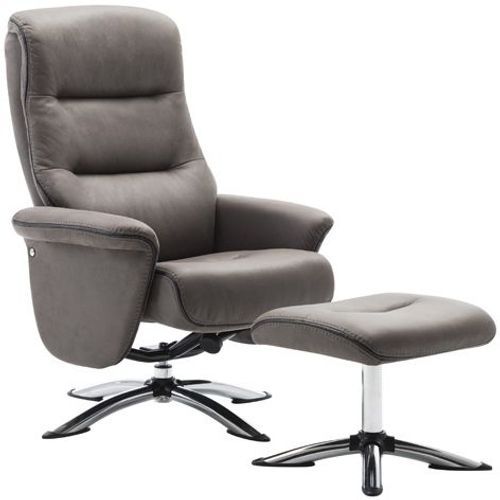 Texas Grey Faux Leather Swivel Recliner Chair with Footstool