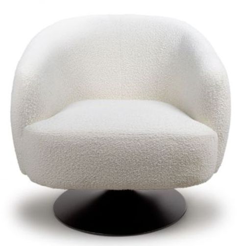 Club Ivory Fabric Swivel Accent Chair