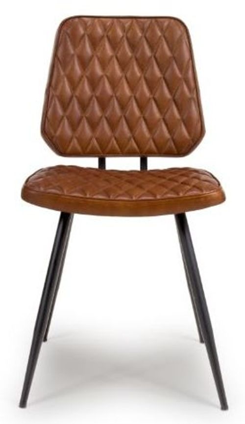 2 x Austin Tan Brown Real Leather Dining Chair