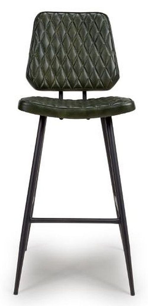 2 x Austin Green Real Leather Barstool with Back