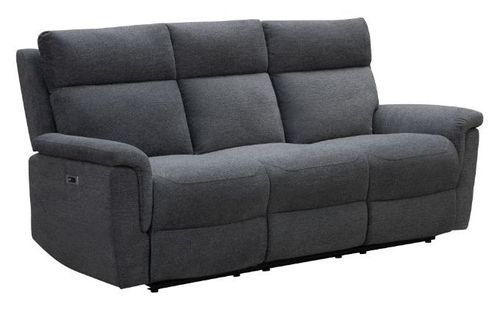 Detroit Grey Fabric Manual Recliner 3 Seater Sofa