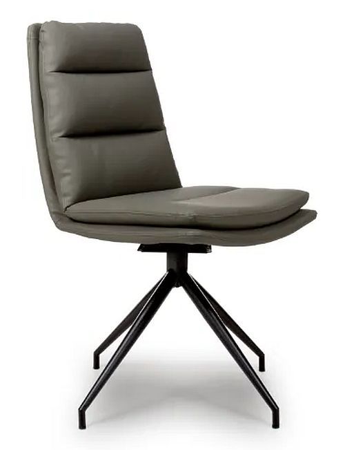 2 x Nobo Truffle Faux Leather Swivel Dining Chair with Black Legs