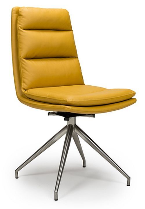 2 x Nobo Yellow Faux Leather Swivel Dining Chair with Chrome Legs