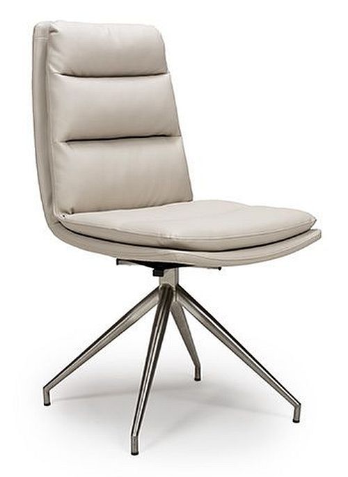 2 x Nobo Taupe Faux Leather Swivel Dining Chair with Chrome Legs
