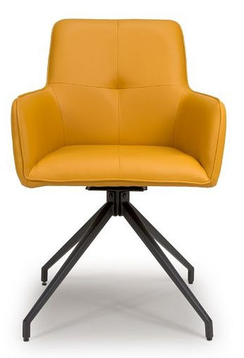 2 x Nix Yellow Faux Leather Swivel Dining Chair