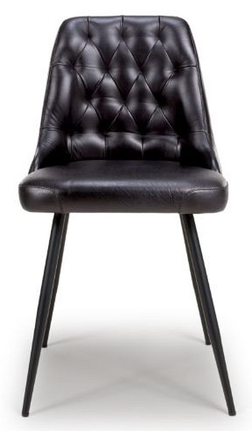 2 x Bradley Black Real Leather Dining Chair
