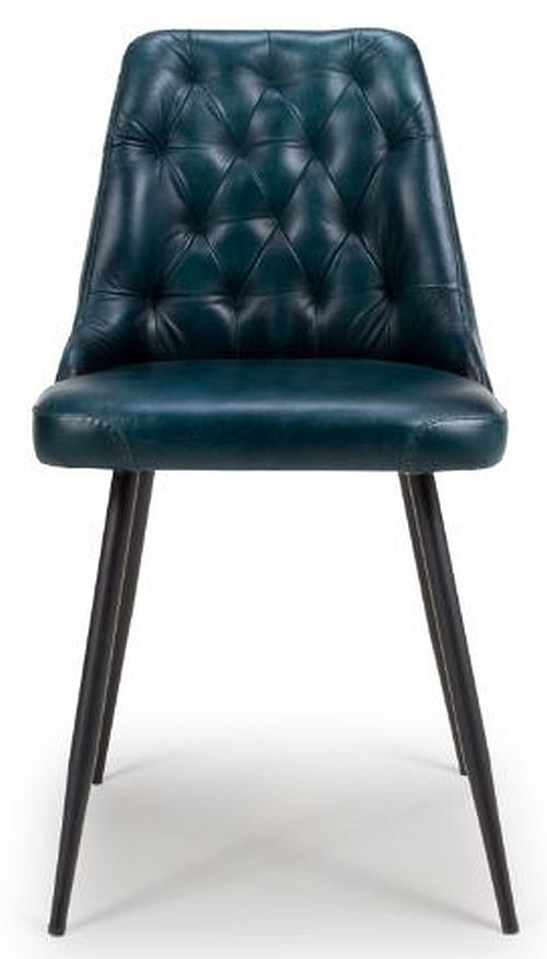 2 x Bradley Blue Real Leather Dining Chair