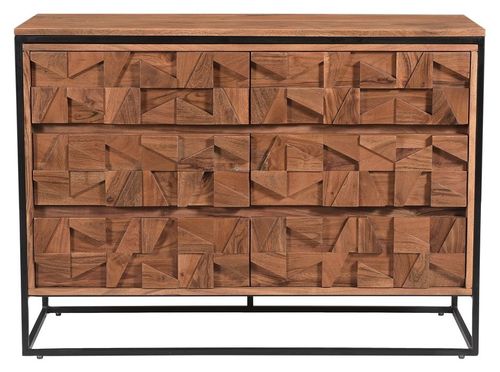 Axis Acacia Wood 6 Drawer Midi Chest - Geometric
