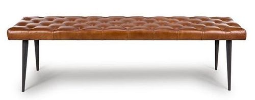 Bradley Tan Brown Real Leather Bench