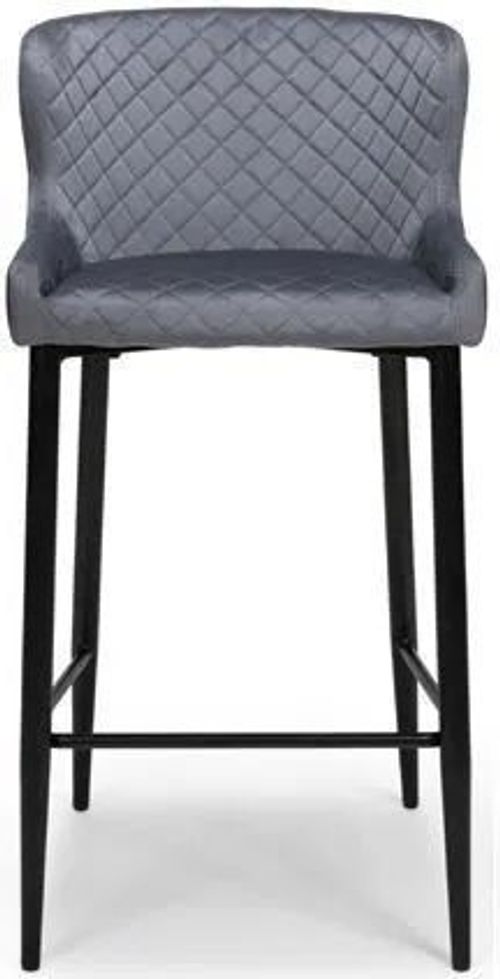 2 x Malmo Grey Fabric Stool with Back
