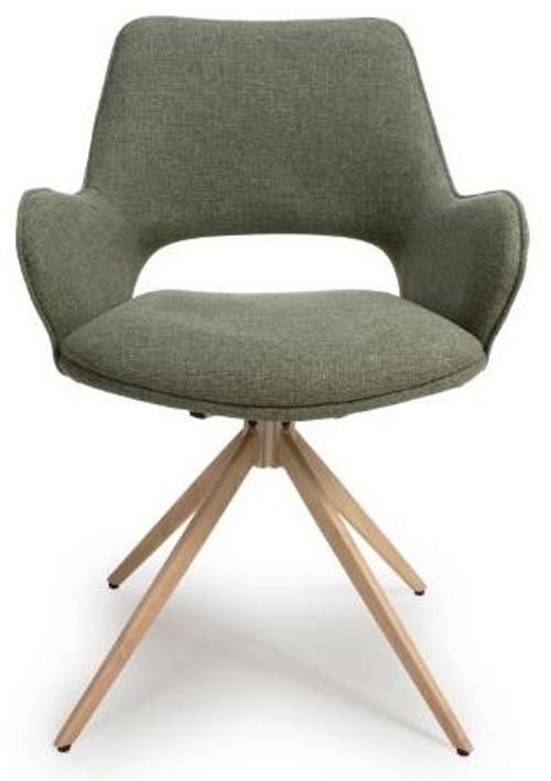 2 x Perth Green Fabric Swivel Dining Chair