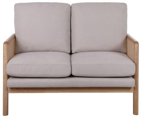 Ida Cream Fabric Rattan 2 Seater Sofa
