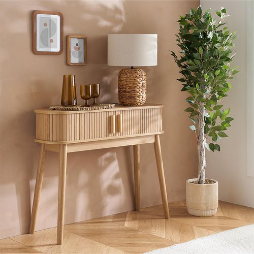 Axel Oak Fluted Curved Console Table