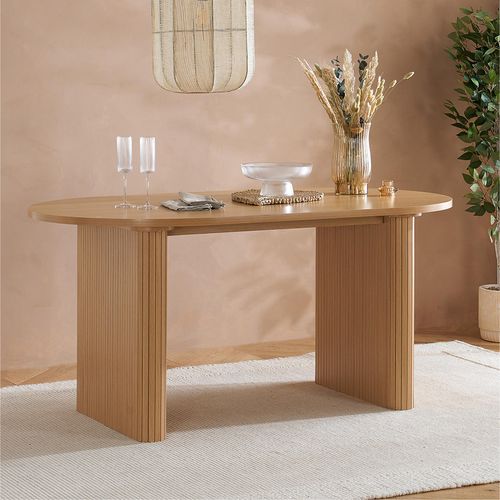 Axel Oak Fluted 6 Seater Oval Dining Table