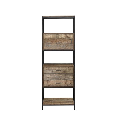 Urban Industrial Style Rustic Wood Effect Shelving Unit with Storage