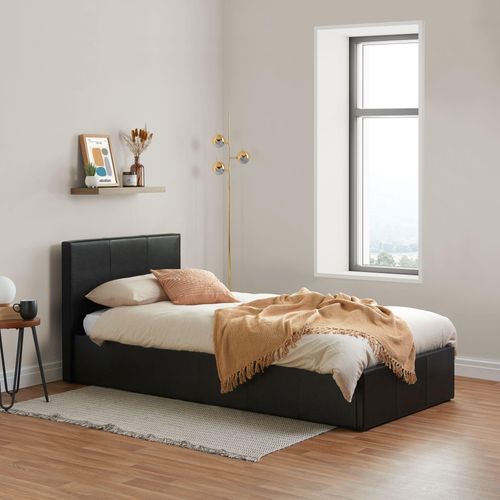 Berlin Brown Leather Ottoman Storage Bed - Sizes Available