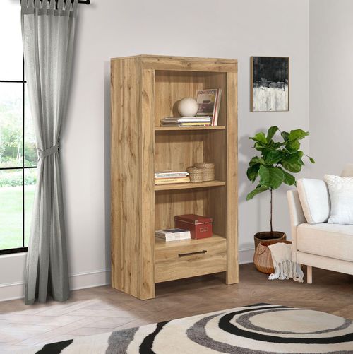 Compton Oak Effect 1 Drawer Bookcase