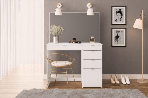 Ava White 5 Drawer Single Dressing Table