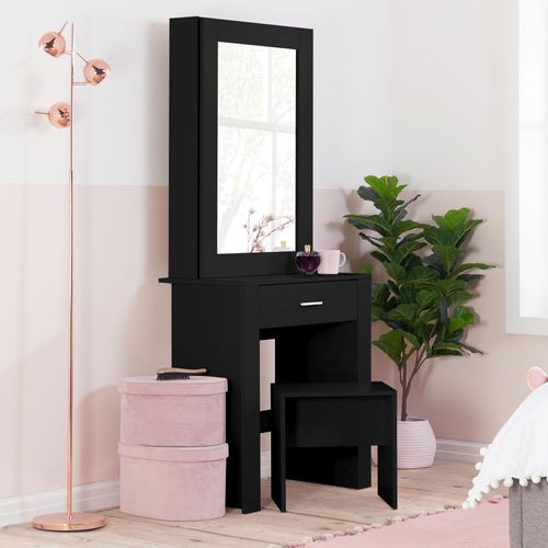Evelyn Black Sliding Mirror Dressing Table - 1 Drawer