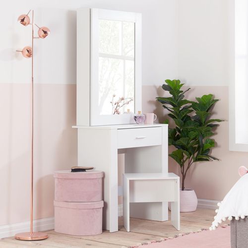 Evelyn White Sliding Mirror Dressing Table - 1 Drawer