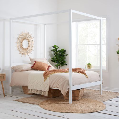 Mercia White Wooden Four Poster Bed - Sizes Available