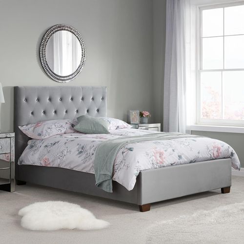 Cologne Grey Velvet Fabric Bed - Sizes Available
