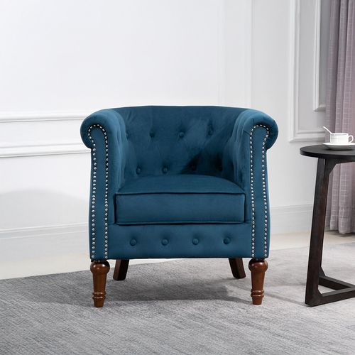 Freya Blue Velvet Fabric Accent Chair
