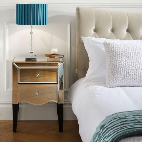 Palermo Mirrored 2 Drawer Bedside Cabinet
