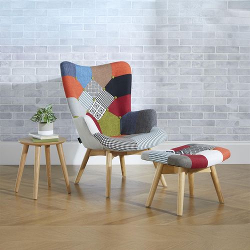 Sloane Multi Coloured Patchwork Fabric Armchair