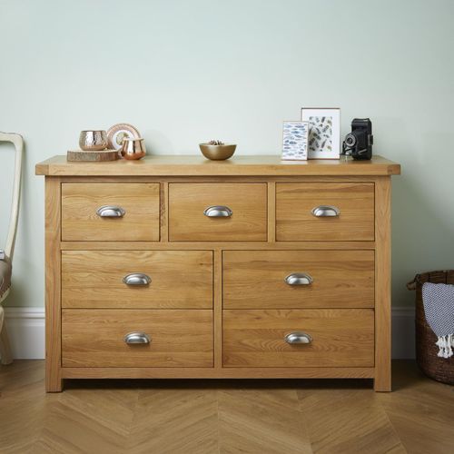 Woburn Rustic Oak 4+3 Drawer Wide Chest