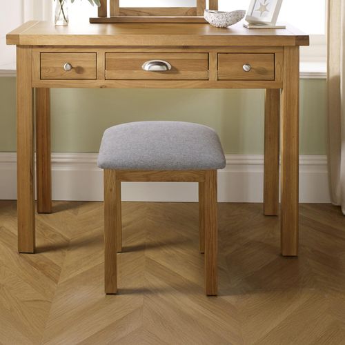 Woburn Rustic Oak Padded Dressing Stool