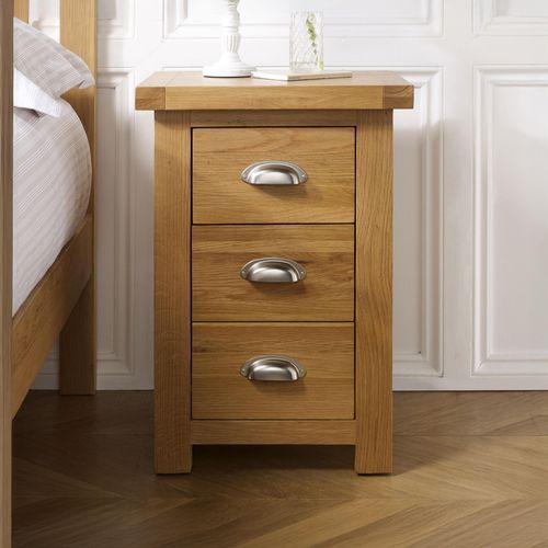 Woburn Rustic Oak Tall Bedside Cabinet - 3 Drawers