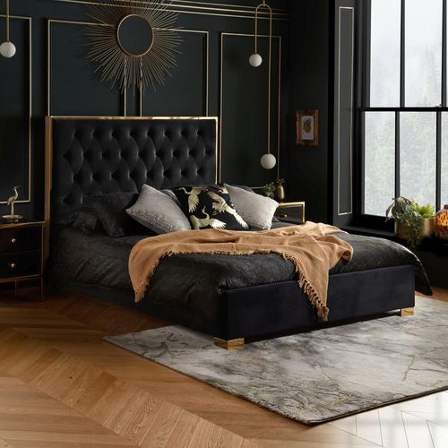 Chelsea Black Fabric Bed - Sizes Available