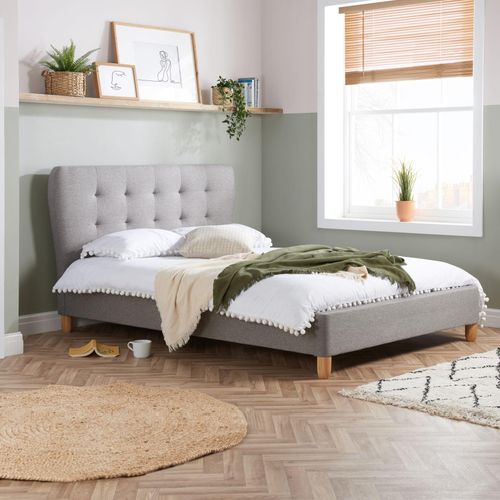 Stockholm Grey Fabric Bed - Sizes Available