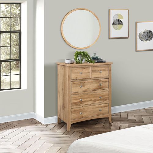 Hampstead Rustic Oak Effect 3+2 Drawer Chest