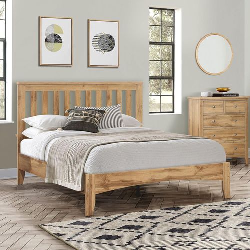 Hampstead Rustic Oak Effect Slatted Bed - Sizes Available