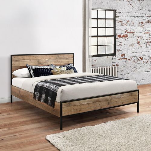 Urban Industrial Style Rustic Wood Effect Bed - Sizes Available