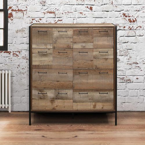 Urban Industrial Style Rustic Wood Effect Multi Drawer Chest